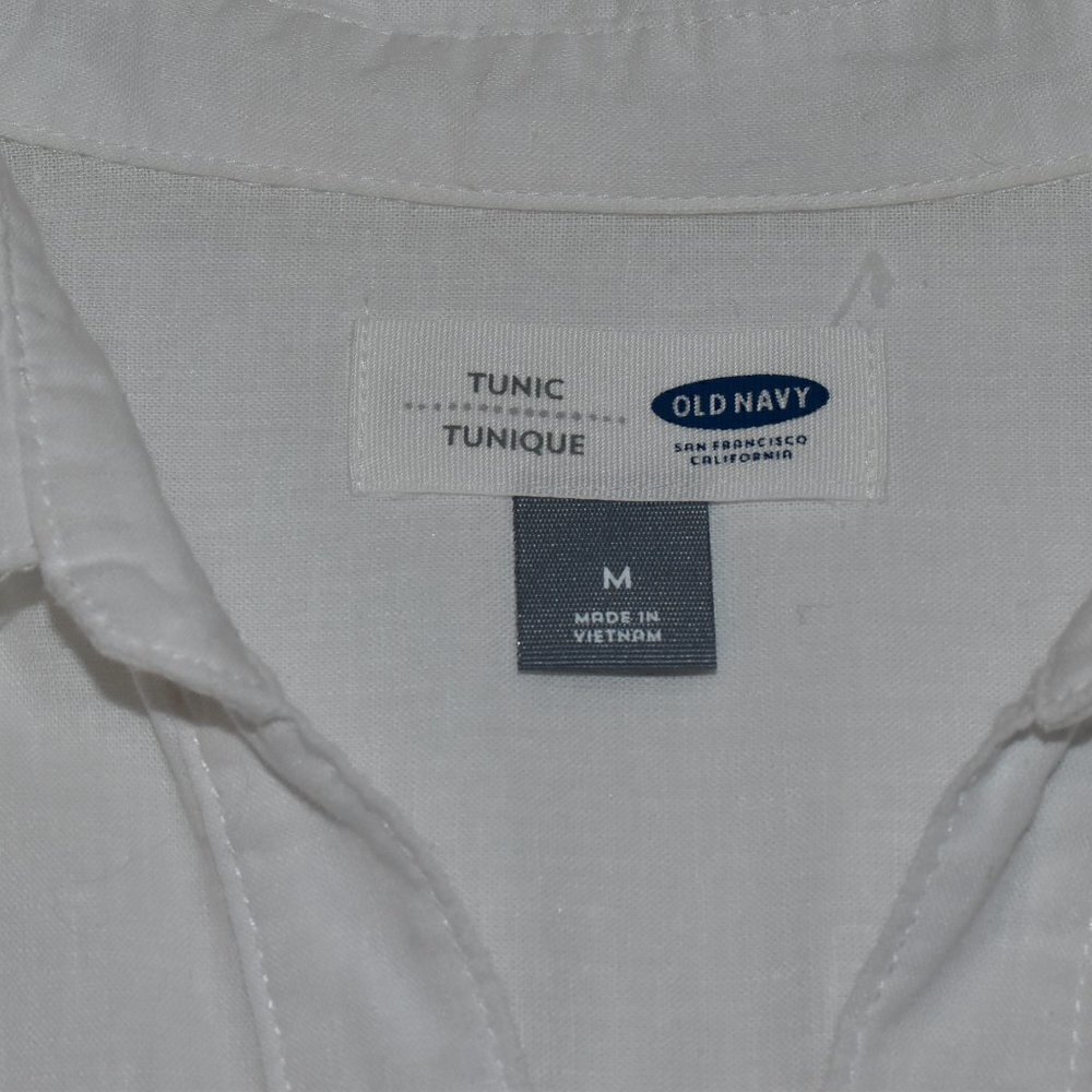 Old Navy Long Sleeve White Linen Tunic Top Size M - Picture 3 of 12